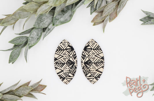 Abstract Tribal Aztec Drop Laser Engraved Earrings Digital Download