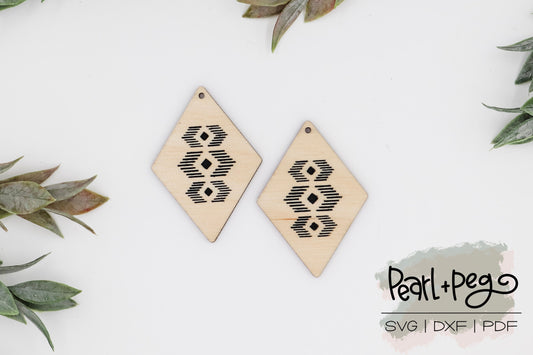 Boho Diamond Stacked Laser Engraved Earring Digital Download