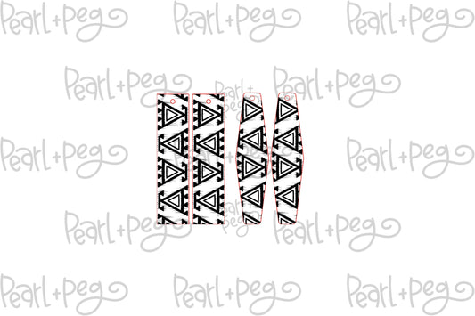 Tribal DUO Pom Triangle Set of 2 Laser Engrave Earrings Digital Download