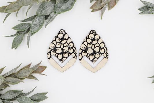 Hydrangea Macrame Laser Engraved Earrings Digital Download