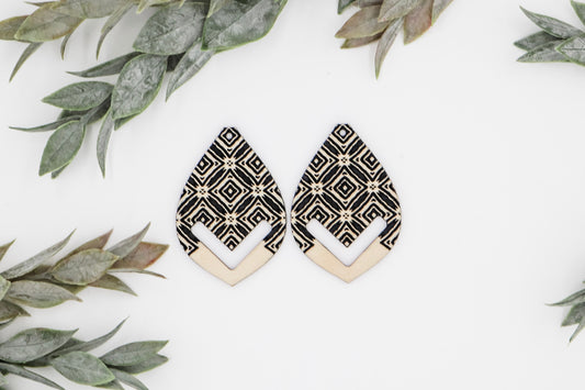 Tribal Wide Diamond Macrame Laser Engraved Earring Digital Download