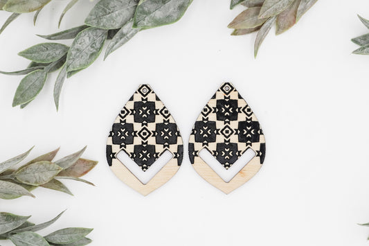 Square Quad Macrame Laser Engraved Earrings Digital Download