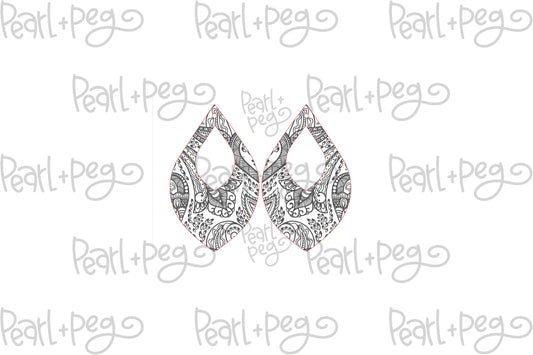 Drop Hoop Paisley Laser Engraved Earrings Digital Download