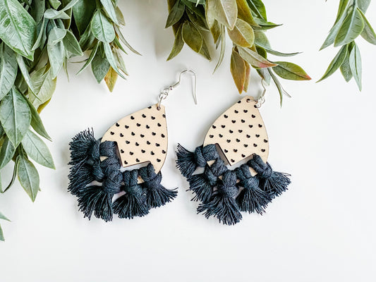 Macrame Speckled Hearts Laser Engraved Earring File