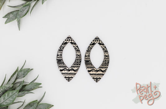 Aztec Tribal Boho Diamond Hoop Laser Engraved Earring Digital Download