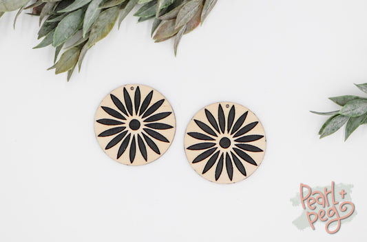 Sunburst Daisy Flower Laser Engraved Earring Digital Download