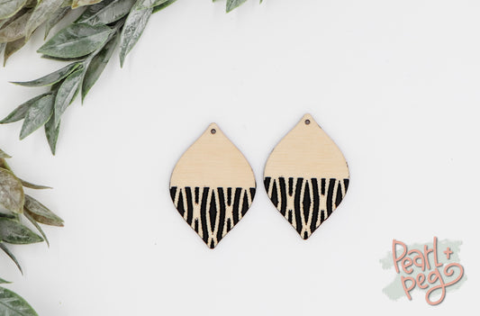 Zebra Lines Dipped Boho Laser Engraved Earring Digital Download