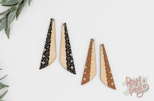 Mosaic Strip Slanted Bar Laser Engraved Earring Digital Download