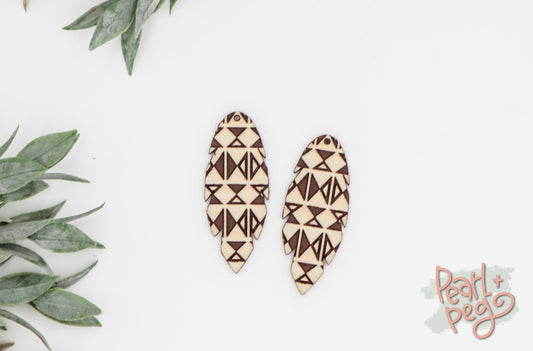 BOHO Feather Stacked Triangle Laser Engraved Earrings Digital Download