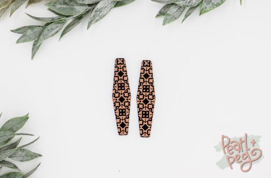 Mosaic Tile Bar Laser Engraved Earring Digital Download