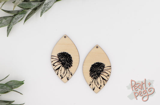 Sunflower Center Floral Laser Engraved Earring Digital Download