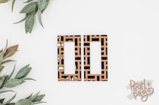 Cobblestone Square Hoop Laser Engraved Earrings Digital Download