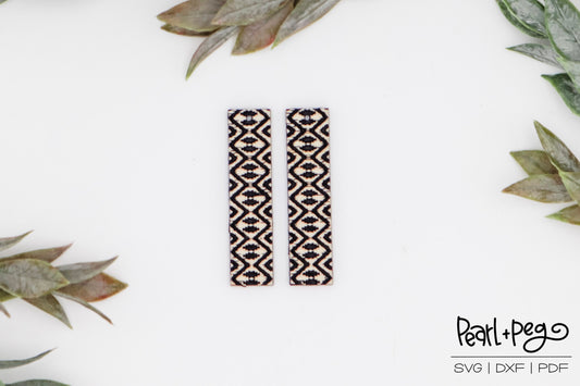 ZigZag Aztec Bar Laser Engraved Earrings Digital Download