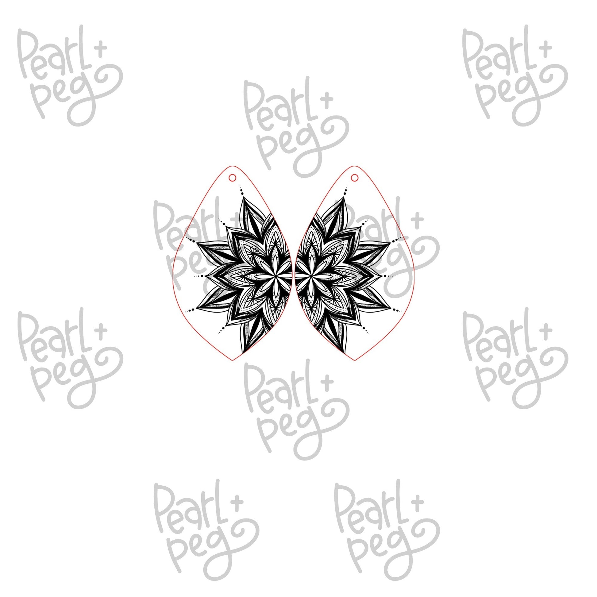 Mandala Pointed Drop Laser Engraved Earrings Digital Download