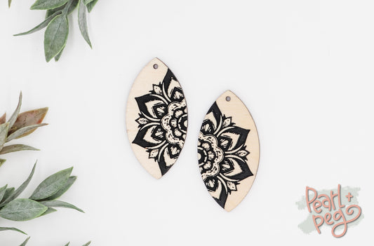 Mandala Thick Laser Engraved Earrings Digital Download