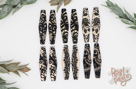 Bundle Lace Styled Laser Engraved Earrings Digital Download