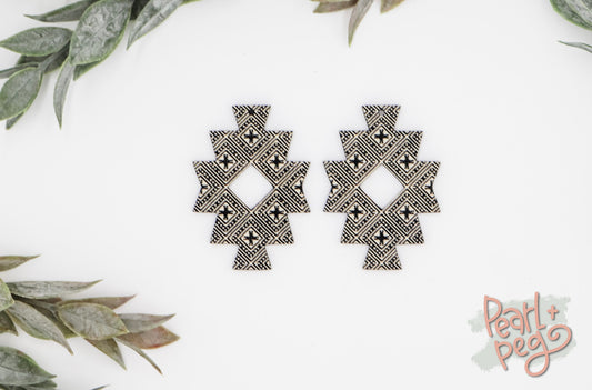 Boho Cross Tribal Thin Line Aztec Laser Engraved Earrings Digital Download