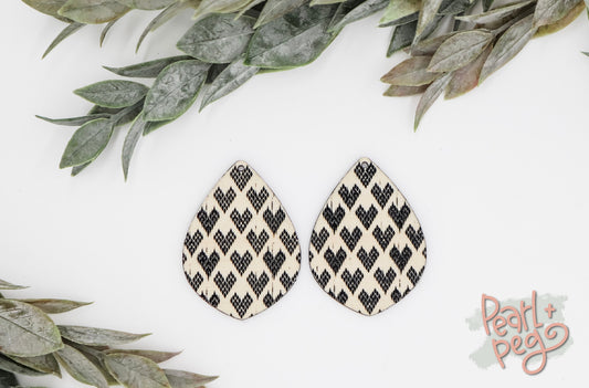 Quilted Distressed Hearts Laser Engraved Earrings Digital Download