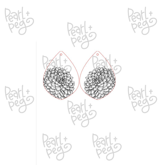 Floral Zinnia Laser Engraved Earrings Digital Download