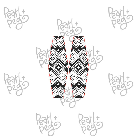 Aztec Tribal Wide Bar Laser Engraved Earrings Digital Download
