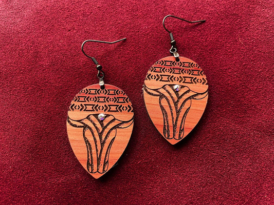 Bull Horn Drop Laser Engraved Earring Digital Download