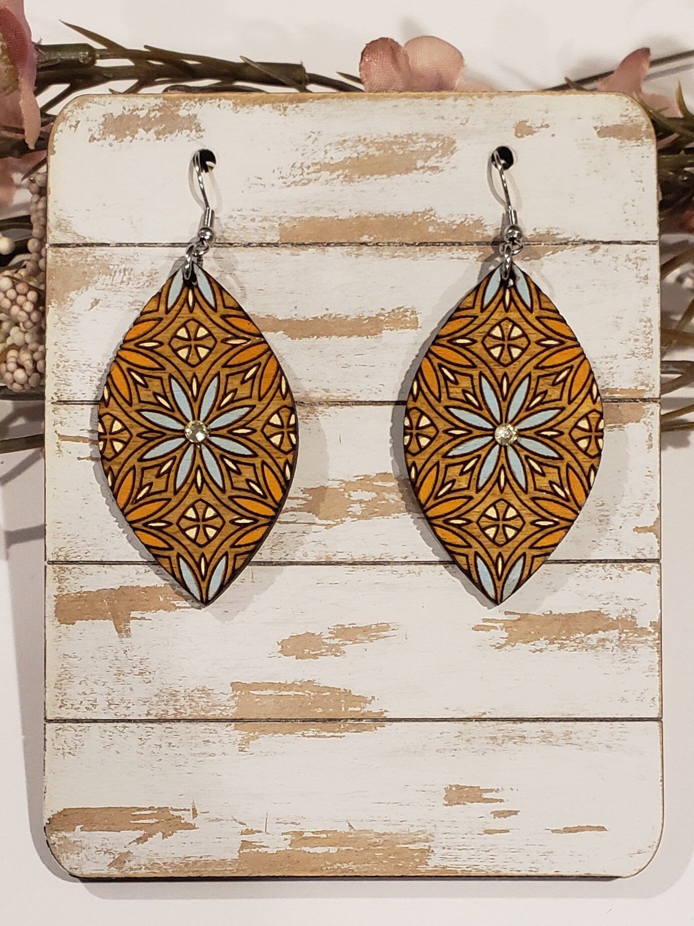 Greek Tile Drop Laser Engraved Earrings Digital Download