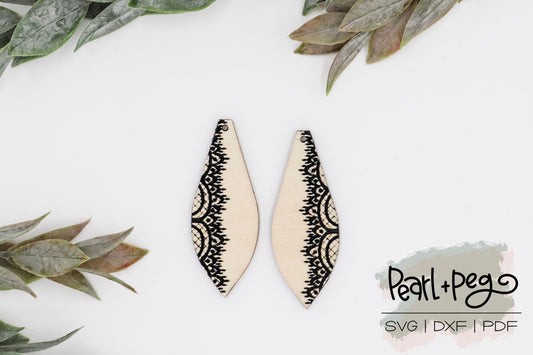 Lace Trim Cascade Laser Engraved Earring Digital Download