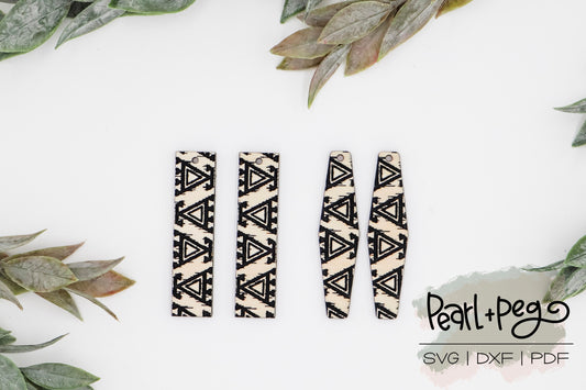 Tribal DUO Pom Triangle Set of 2 Laser Engrave Earrings Digital Download