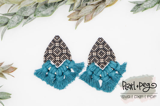 Tribal Wide Diamond Macrame Laser Engraved Earring Digital Download
