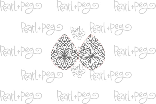 Floral Tile Drop Laser Engraved Earrings Digital Download
