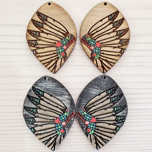 Floral Headdress Two Shapes Drop Laser Engraved Earrings Digital Download