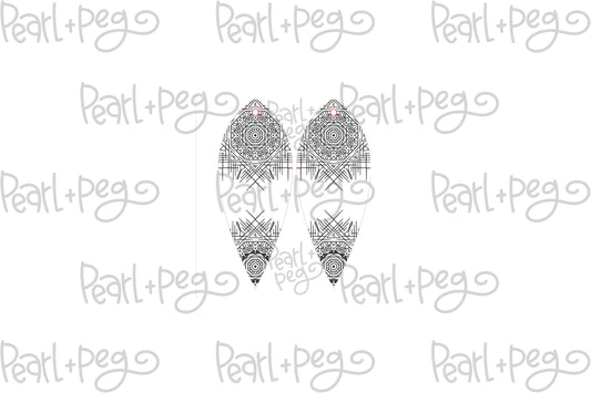 Oriental Upside Drop Laser Engraved Earrings Digital Download