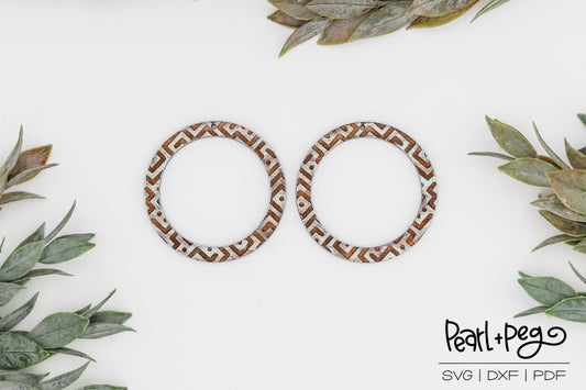 Aztec Round Hoop Laser Engraved Earrings Digital Download