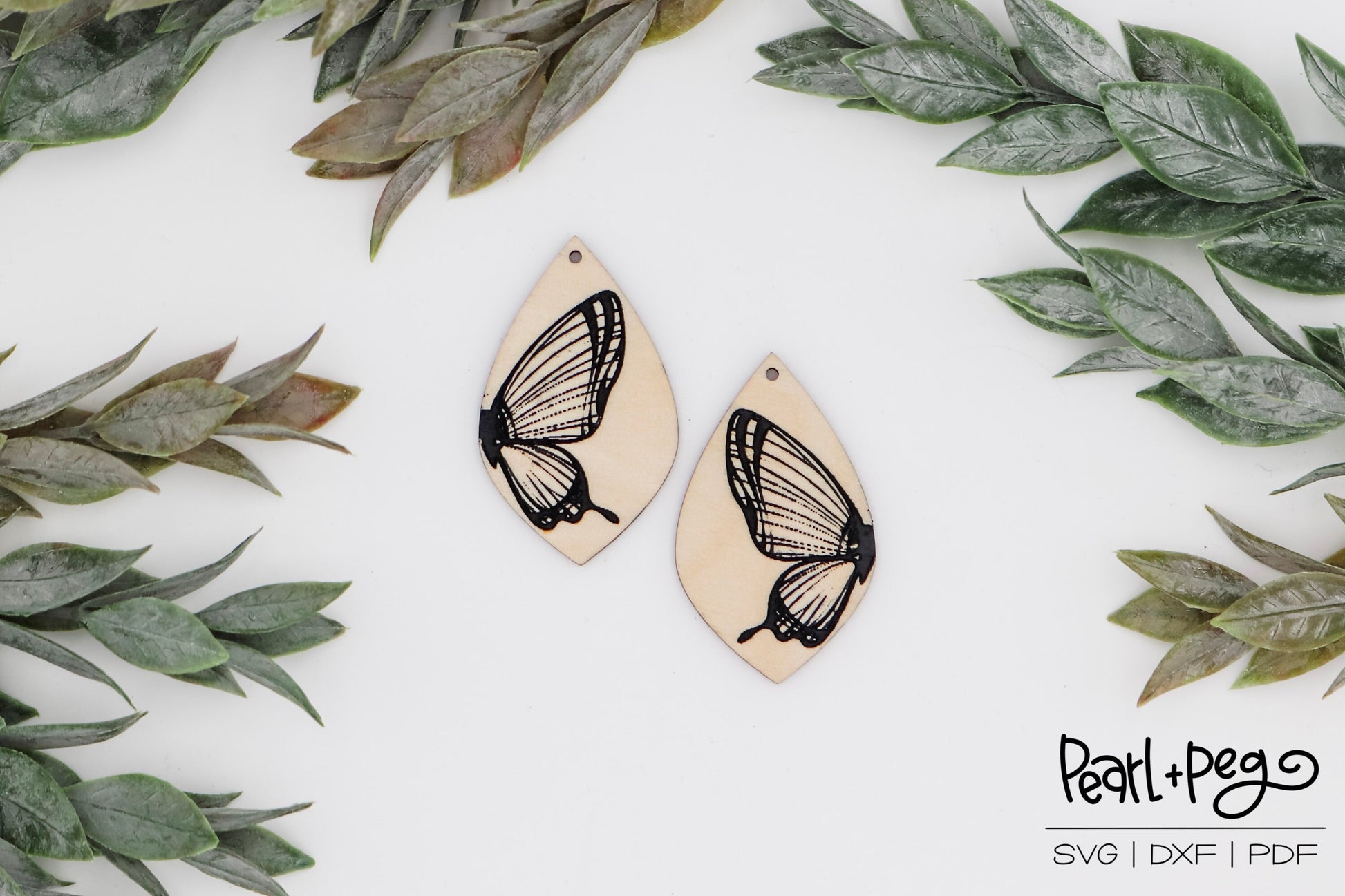 Butterfly Diamond Laser Engraved Earrings Digital Download