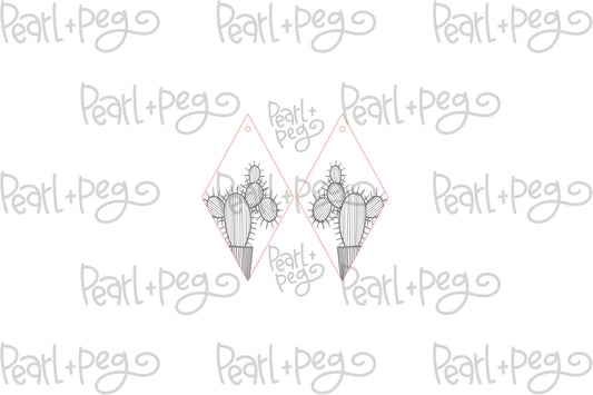 Diamond Cactus Laser Engraved Earring Digital Download