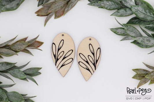 Spray Bud Drop Laser Engraved Earring Digital Download