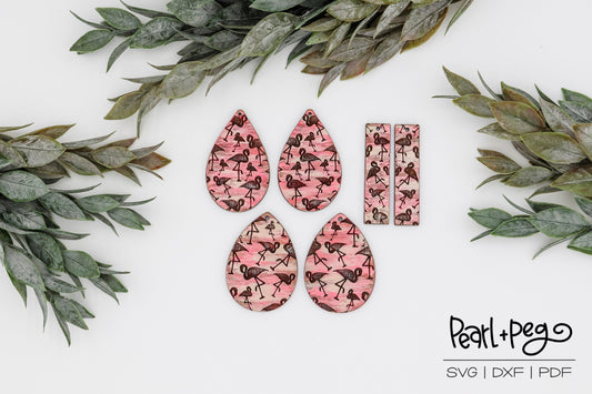 Flamingo Assorted Design Shapes Bundle Laser Engraved Earrings Digital Download