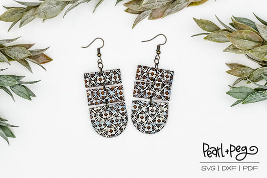 Art Floral Deco 3 Part Laser Engraved Earrings Digital Download