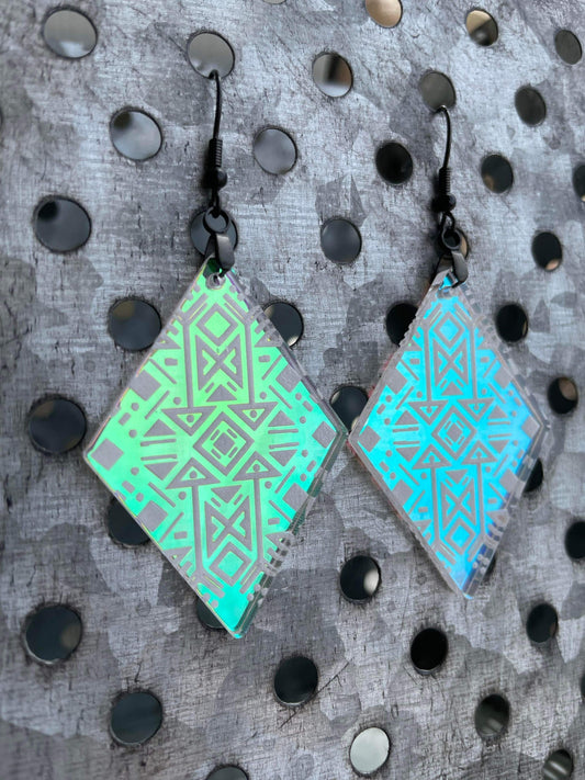 Triangle Line Abstract Laser Engraved Earring Digital Download