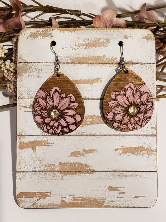 Full Bloom Floral Drop Laser Engraved Earring Digital Download