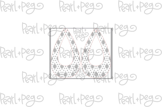 Western Quilted Hoop Drop Laser Engraved Earring Digital Download