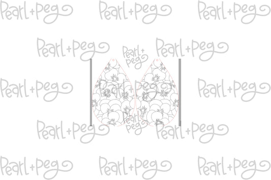 Pansy Cluster Drop Laser Engraved Earrings Digital Download