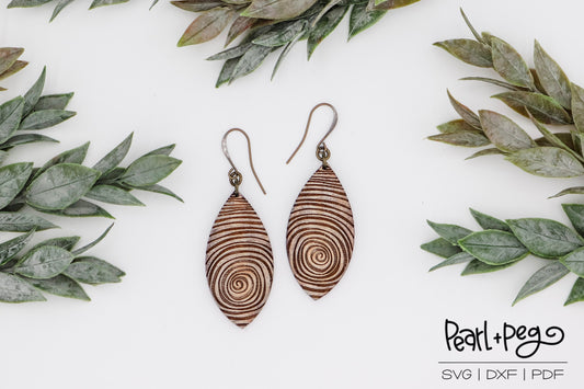Wood Grain Angled Drop Laser Engraved Earrings Digital Download