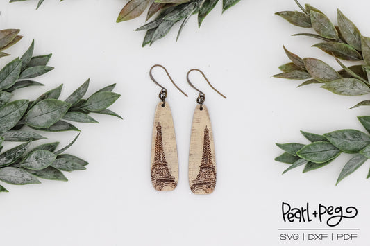 Eiffel Tower Bar Laser Engraved Earrings Digital Download