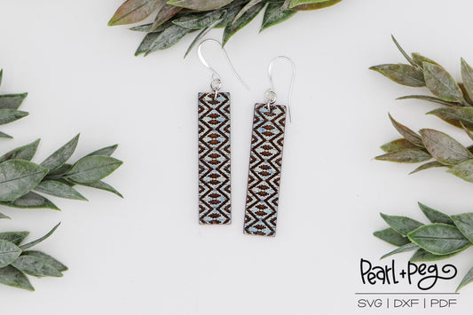 ZigZag Aztec Bar Laser Engraved Earrings Digital Download