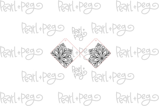 Modern Mandala Diamond Laser Engraved Earrings Digital Download