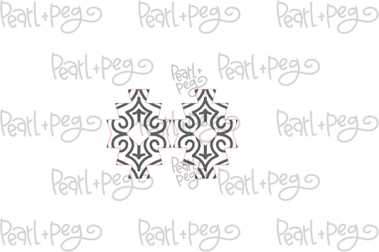 Tribal Flourish Aztec Shape Laser Engraved Earrings Digital Download