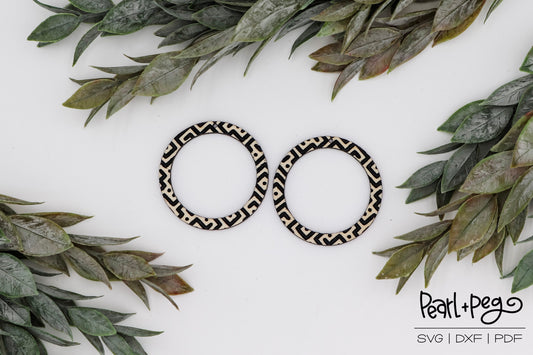 Aztec Round Hoop Laser Engraved Earrings Digital Download