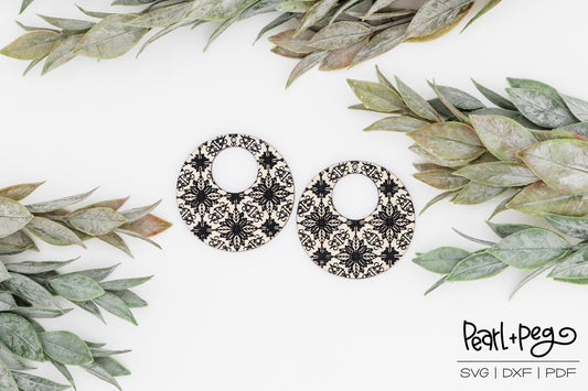 Glass Window Hoop Round Laser Engraved Earrings Digital Download