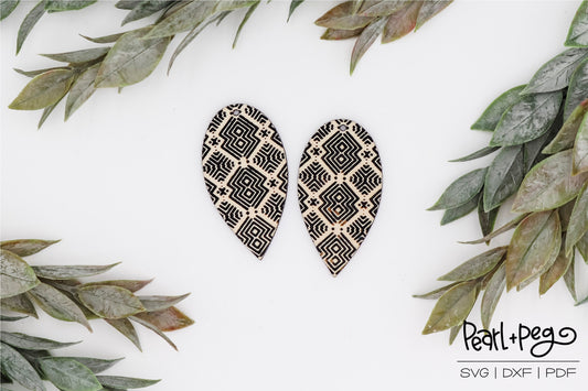 Wavy Lines Drop Laser Engraved Earrings Digital Download